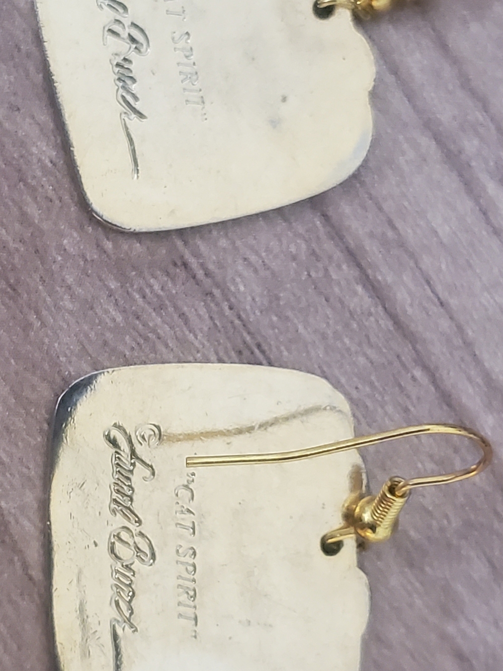 Blue and Gold Cat Drop Earrings - Women Jewelry - Picture 2 of 4